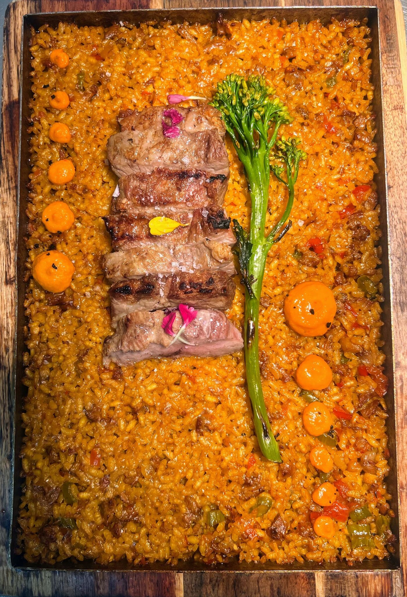 Arroz con costillar de cordero y romero