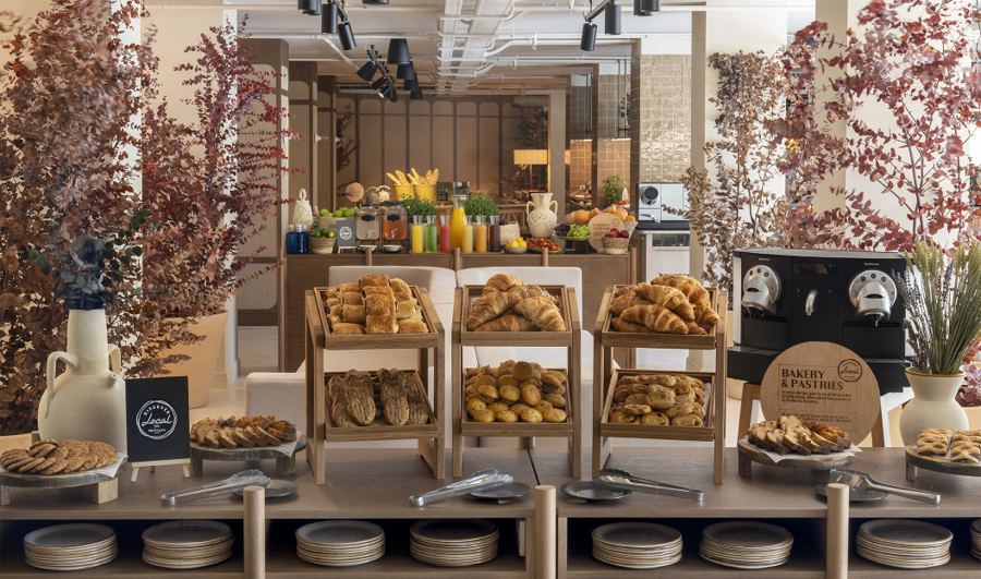 Estación de panadería del buffet